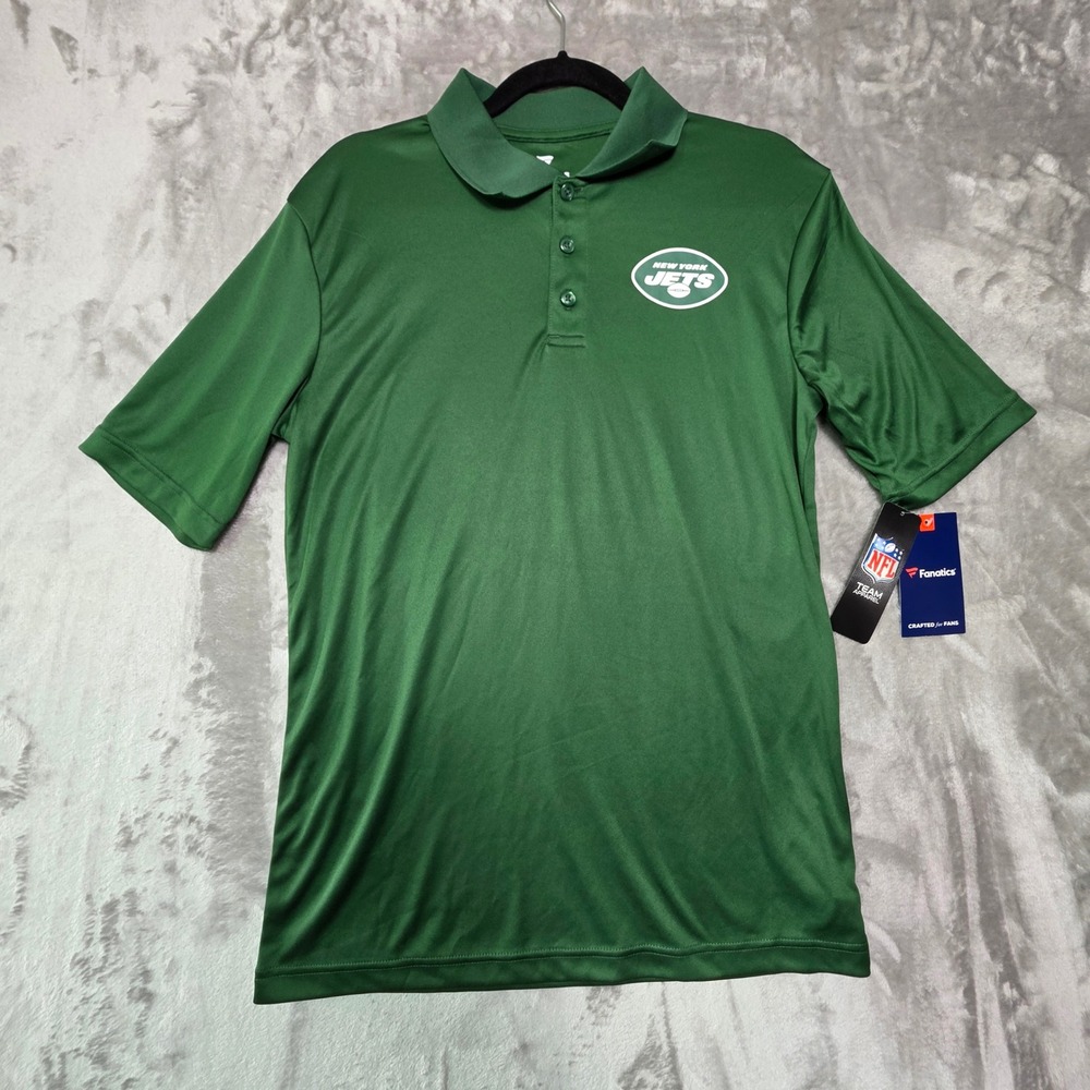 Fanatics NFL New York Jets Mens Green Short Sleeve Polo Shirt Size Medium M